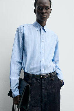 Рубашка CAMISA RELAXED FIT RAYAS голубая