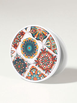 Зеркало складное «Витраж», d=7.3 см, с увеличением х2, белое/оранжевое