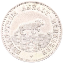 Монета 1/6 талера 1861 года A Ангальт-Бернбург