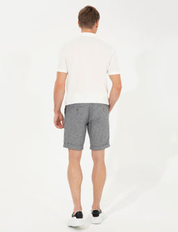 Lacivert Regular Fit Keten Kar___ml_ Bermuda _ort - Pierre cardin фото 4