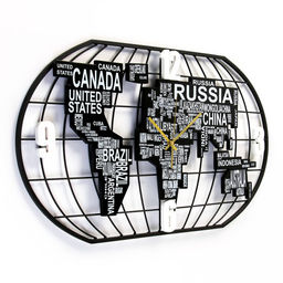 Часы настенные интерьерные «Карта мира», бесшумные, плавный ход, 40×78 см, от батарейки 1хАА