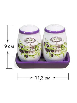 Набор солонка и перечница ОЛИВКИ с подставкой арт.MFK21034 /МФК/  фото 5