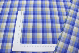 Вареный (стираный) хлопок Клетка (1.6*1.6см) цв.василек/телесно-оливковый, ш.2.5м, хл-100% - Купава фото 4