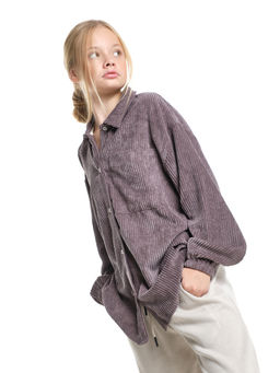 Вельветовая рубашка для девочки 22-7364 бежевый - Mini maxi фото 22