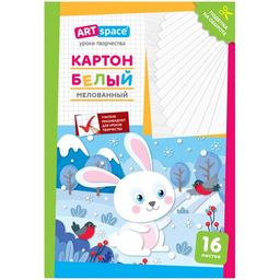 Картон белый ArtSpace А4 16л. "Зайчик" (Нк16б_28646) мелованный, в папке