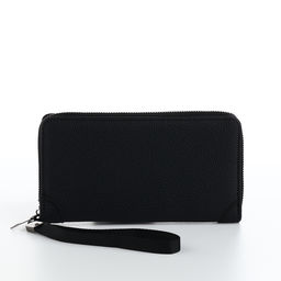 Портмоне мужское на молнии, отдел для карт, монет, чёрное