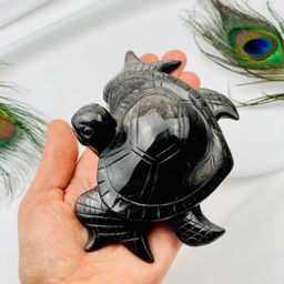 Фигурка резная "Черепаха" из серебристого Обсидиана