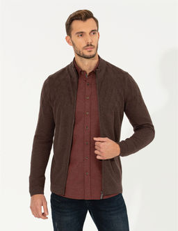 A__k Kahverengi Slim Fit Fermuarl_ Triko H_rka - Pierre cardin фото 3