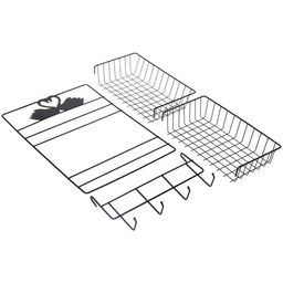 Органайзер металлический подвесной универсальный "ФАНАДЕРО", цвет черный, две полки, с крючками, 25*13*48см (лейбл)