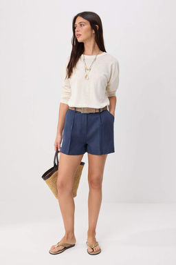Lacivert %100 Keten _ort & Bermuda TWOSS26SR00206