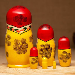 Матрёшка дерево «Нина», красный платок, 6 кукольная, 12-14 см