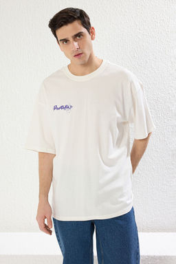 TRENDYOL MAN Beyaz Oversize/Genis Kesim Limon Bask?l? %100 Pamuklu T-Shirt TMNSS23TS00089 - Trendyolmilla фото 2
