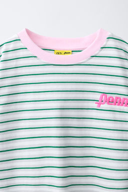 CAMISETA RAYAS BORDADO PENN  / Verde - Zara фото 3