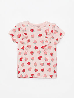 Bisiklet Yaka Desenli F?rf?r Detayl? K?z Bebek Ti??rt