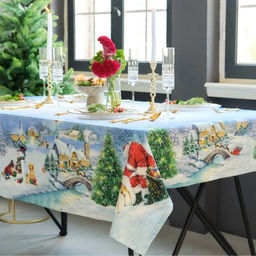 Скатерть новогодняя Этель. Рождественский вечер, 150?220 см, с ВГМО, 100% хлопок, саржа 190 г/м?
