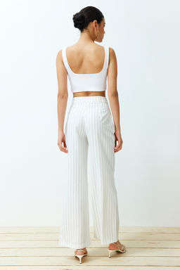 TRENDYOLMILLA Tas Wide Leg/Genis Paca Dokuma Cizgili Pantolon TWOSS23PL00109  фото 21