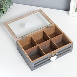 Шкатулка для чая дерево Чайная любовь, с делениями, для украшений, мелочи, 16?24?7.5 см