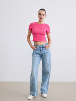 Bisiklet Yaka Fitilli Kad?n Ti??rt