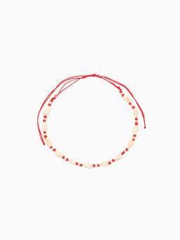 Браслет на ногу «Анклет», длина 18 см, белый, красный