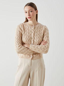 Bisiklet Yaka Kendinden Desenli Kad?n Triko H?rka