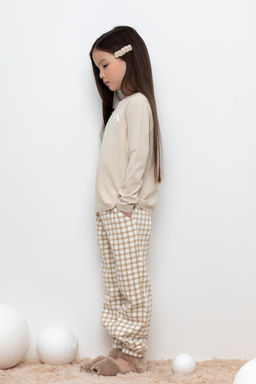 Crockid _ КР 400616/бежевая клетка на сахаре к429 брюки для дев фото 4