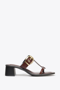 LEATHER BLOCK HEEL SANDALS - Zara фото 13