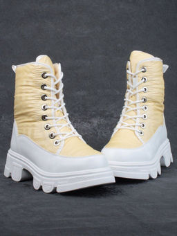 02-FAS99-5Z YELLOW/WHITE Дутики женские (искусственная кожа, плащевая ткань, шерсть)