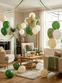 Воздушные шары "Зеленые грани" фольга, латекс, набор 12 штук