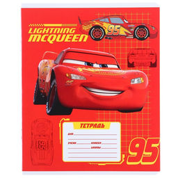 Цена за 12 шт. Тетрадь в клетку 12 листов, 5 видов МИКС, обложка мелованный картон, «Тачки»