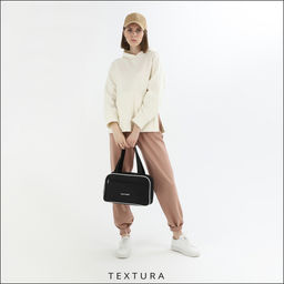 Сумка для обуви TEXTURA, на молнии наружный карман, размер 33×10×20 см, чёрная/белая