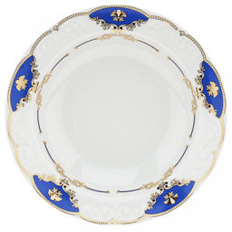 Тарелка глубокая фарфоровая Барокко д220мм, 350мл, форма Надежда, синий (Беларусь)