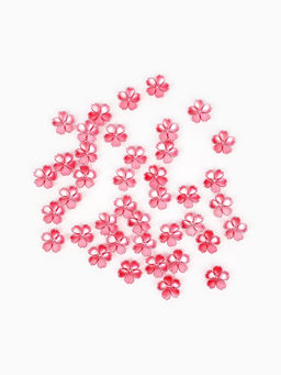 Цена за 2 шт. Бусины для творчества пластик "Цветочек жемчужный" набор 40 шт красный 1,5х1,5 см
