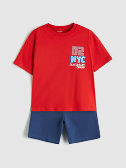 Bask?l? Erkek ?ocuk Ti??rt ve ?ort 2li