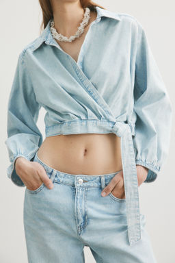 Blusa denim cruzada - H&m фото 7