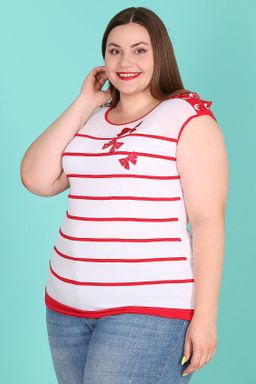 Футболка белая с красными полосками