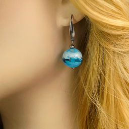 Серьги из муранского стекла LS3345/голубой