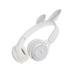 Наушники детские, беспроводные, накладные, с ушками зайца, Y08R, Bluetooth 5.1, с микрофоном, с подсветкой, 400 мАч, белые