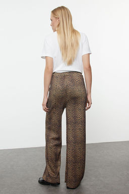 TRENDYOLMILLA Camel Leopar Bask?l? Triko Pantolon TWOAW25PL00001 фото 5