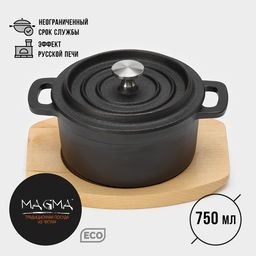 Кастрюля Magma «Хотан», 750 мл, 18.6×14×7 см, индукция, чугун, чёрная