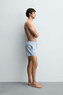 MID-LENGTH SEERSUCKER SWIMMING TRUNKS - Zara фото 6