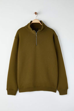 TRENDYOL MAN Yesil Buyuk Beden Oversize/Normal Kesim Dik Yaka Fermuarl? Ici Polarl? Sweatshirt TMNAW24AO00024 - Trendyolmilla фото 23