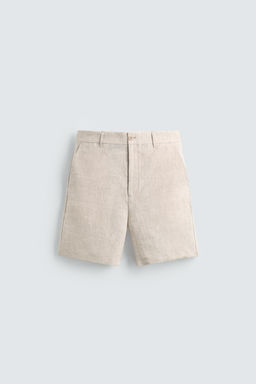 BERMUDA REGULAR FIT 100% LINO / Beige claro