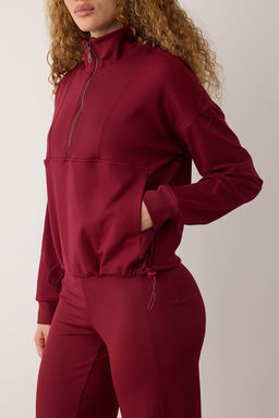 Bordo Modal Kumas Relaxed Sweatshirt THMAW26SW00001 - Trendyolmilla фото 3