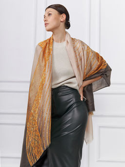 Большой, мягкий, тонкий и очень нежный двусторонний палантин с рисунком - Tantino фото 6