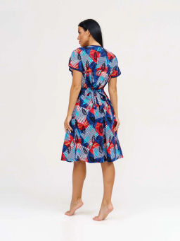 Халат женский, цвет синий красный