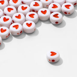 Цена за 4 шт. Бусины для творчества из акрила «Сердце», в круге, 7×4 мм, набор 10 г, цвет красно-белый