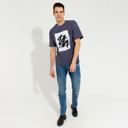 Футболка мужская MINAKU "Text" цвет серый, р-р 54