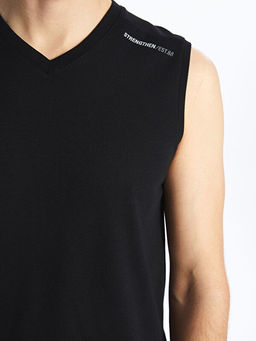 V Yaka Bask?l? Erkek Kolsuz Ti??rt