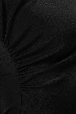 Siyah S?f?r Kol Buzgu Detayl? Bisiklet Yaka Alttan C?tc?tl? Orme Body TWOSS25BD00021