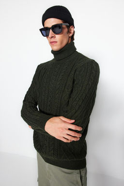 TRENDYOL MAN Vizon Slim Fit Yunlu Bal?kc? Yaka Sac Orgu Triko Kazak TMNAW22KZ0302 - Trendyolmilla фото 16